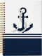 Navy Nautical Lined Spiral Journal Notebook, 8.3×5.5 Inches, Hardcover College Ruled for Work Note Taking
