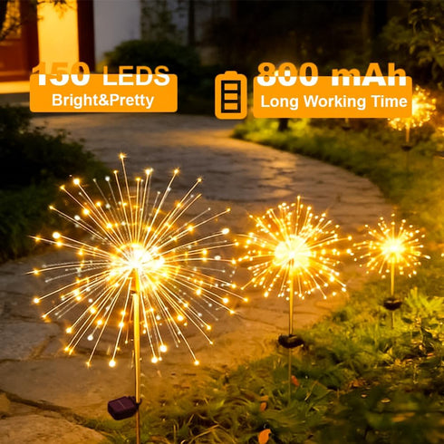 Galavasen 150LED 8 2Pack Solar Fireworks Lights for Outside, Modes Fireworks Solar Lights Outdoor, Fairy Garden Flowers