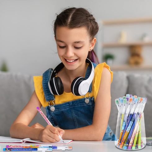 Kolewo4ever 48pcs HB Bible Verses Pencils - Multicolor Non-Sharpening Stackable Pencils for Sunday School Gifts