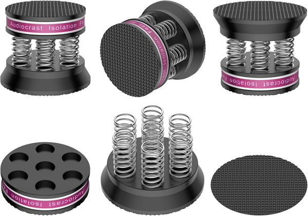Spring Speaker Isolation Stand Feet, Aluminum Non-Slip Floor Protectors, 4PCS Black