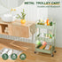 LEHOM 3 Tier Rolling Storage Cart - Metal Trolley Utility Cart with Wheels & Hooks for Bathroom Kitchen Office Bedroom