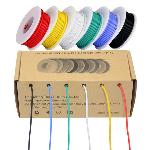 22awg Wire,22 (6 26ft 8m TUOFENG Wire Flexible Silicone Gauge Tinned Copper Wires Silicone Rubber Insulated Different