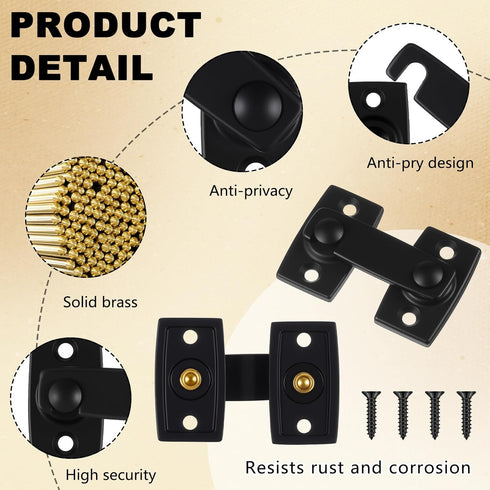 2 Pack 7/8" 2-3/32" 180 Hicarer Solid Brass Shutter Bar Latch x Barn Door Lock Degree Safety Heavy Duty Flip Gate