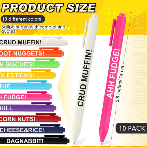 Crtiin 10 Pcs Funny Pens Multicolored Snarky Office Pens Complaining Quotes Pen Negative Passive Ballpoint Pens Work Black Ink Pen Novelty Office Supplies Gifts for Friend and Colleague (Negative) by Crtiin