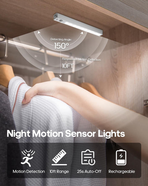 6 Pack 7 Dimmable Closet GOODEA Led Under Cabinet Lights Wireless with Charging Station, Rechargeable Motion Sensor