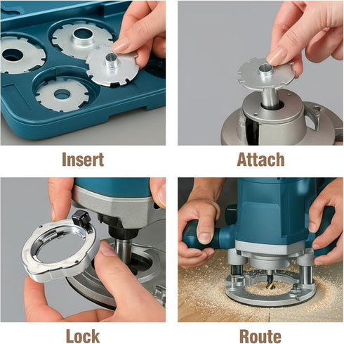8 Set RA1128 Feekoon Pcs Router Template Guide Compatible with Bosch Routers Bushing Kit with Adapters, Dovetail Guides