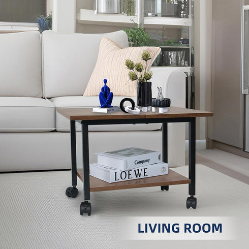 storenization Printer Stand with Storage Shelf, Small Printer Stand for Desk Office Home, Under Desk Printer Table