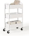 SunnyPoint 3-Tier Compact Rolling Metal Storage Organizer, Mobile Utility Cart for Kitchen/Under Desk, WHT