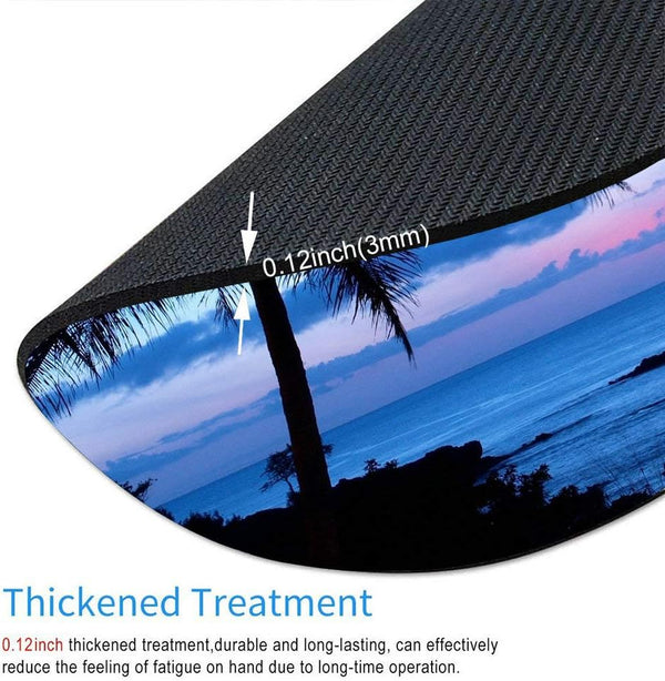Tropical Paradise Ocean Beach Scene Mouse Pad, Anti-Slip Rubber Round Mat for Working and Gaming