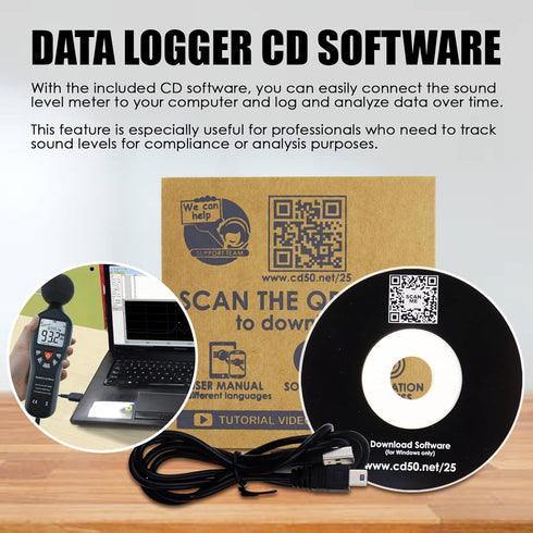 Decibel Meter Sound Level Meter with CD Software, Audio Noise Measuring Range 30 – 130 dB