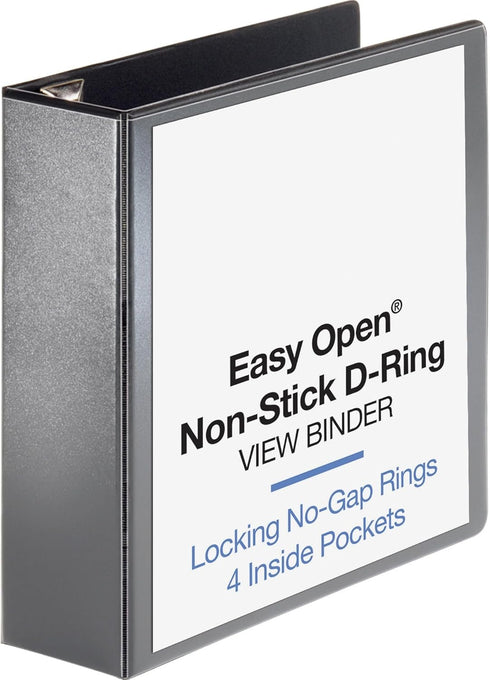 Business Source 26962 Locking D-Ring View Binder, 3-Inch Capacity, 11-Inch x 8-1/2-Inch, Black