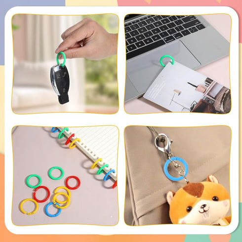 Exircy 50Pcs 1 Inch 0.78 Inch Loose Leaf Binder Rings Colorful Plastics Small Book Notebook Paper Ring Clips