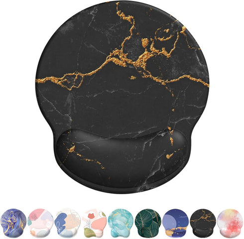 Mouse Pad Wrist Support - Ergonomic Gel Mouse Pad with Wrist Rest, Comfortable for Laptop, Black Marble