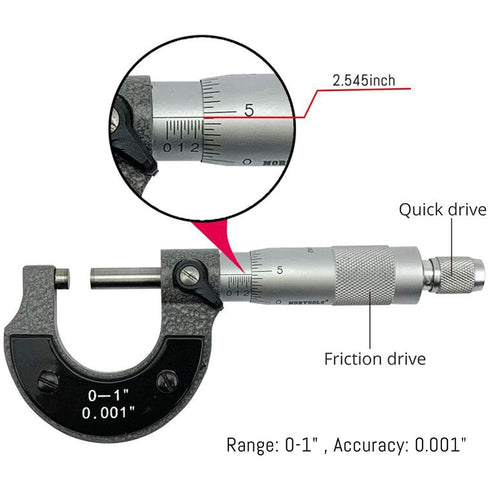 NORTOOLS Metal Vernier Caliper with Micrometer and Ruler for Precision Measurements Inside/Outside/Depth/Step