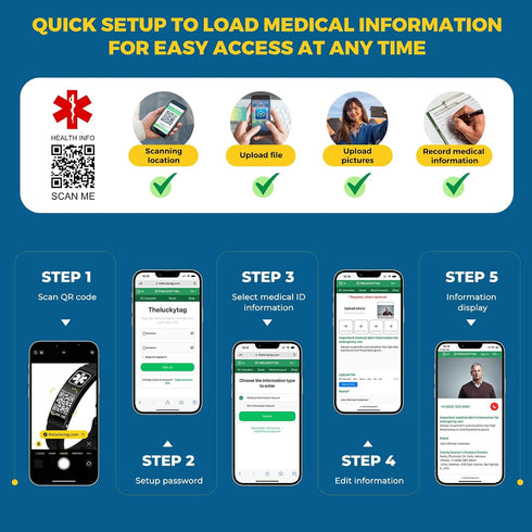 8 inches Medical Bracelets for Men Women with QR Code Medical Alert ID Bracelets for Sport Travel - Silicone Waterproof