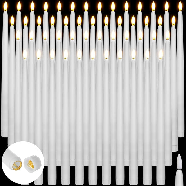 Baquler 50 Pcs Extra Long Flameless Taper Candles 12.4 inch Battery Operated