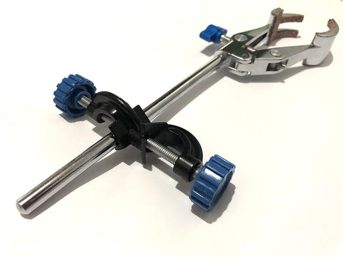 Lab Clamp, 4 Prong Finger Style Cork-Coated Head with Black Laboratory Stand Clip