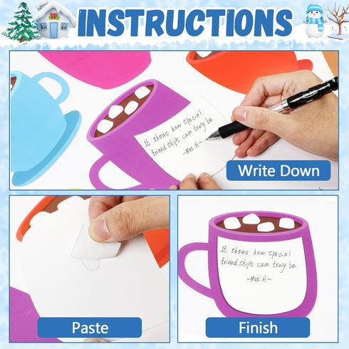 Winter Bulletin Board Set, Hot Cocoa Marshmallow Classroom Decoration, Warm Up with a Good Book Paper Cutouts for DIY