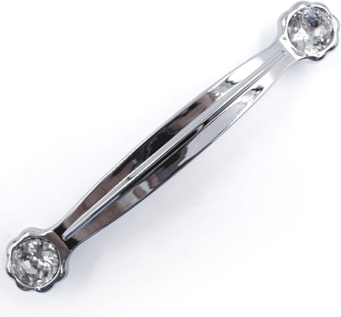JETLAND 2-Pack, 5" PW6738CR127 Cabinet Drawer Crystal Pulls, Chrome with Clear Glass, Hole Centers, Shining Daisy