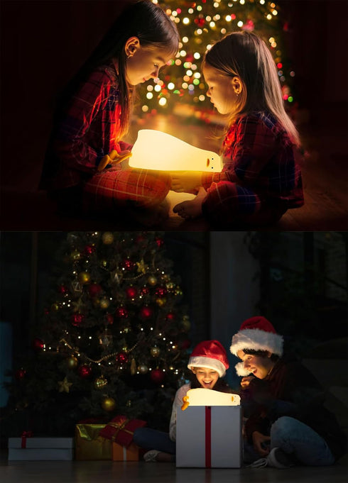 BemeedLigt Dimmable LADK001WH Lying Flat Duck Night Light, Cute Silicone Duck Lamp, LED Nursery Nightlight, Bedside