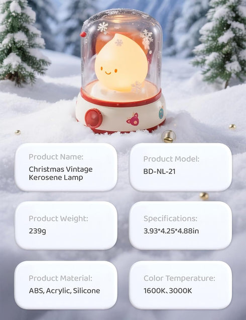 Dimming, Christmas Flame Night Light, Cute Night Light with White Noise, Rechargeable Portable Small Table Lamp, Best