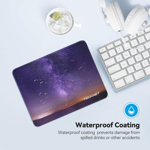 TECKNET Gaming Mouse Pad, 270 x 210 x 3 mm, Non-Slip Rubber Base, Waterproof Surface, Dark Purple Galaxy