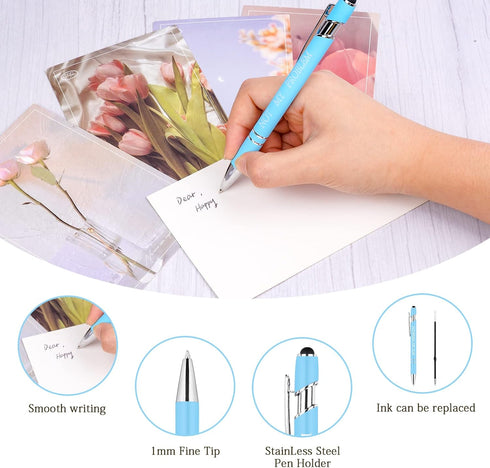 AUAUY Snarky Office Pens, Funny Inspirational Quotes Ballpoint Pen Set with Stylus Tip, Black Ink (10 Pack)