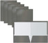 Better Office Products 2 Pocket Glossy Laminated Gray Paper Folders, Box of 25, Letter Size