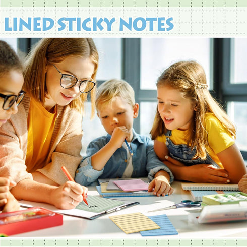 Yexiya 64 Pcs Lined Sticky Notes, Self Stick Notes with Lines, 1920 Sheets, Fresh Color