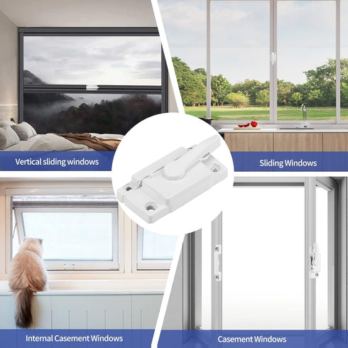 Window Sash Locks - 4 Pack Replacement Sash Locks, White, Fits Vinyl Sliding Windows for Anti-Theft