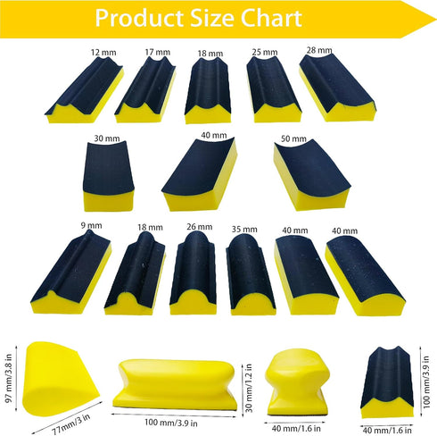 Tonmp 56 Set- 16 40 Total PCS Hand Sanding Block PCS Contoured Profile Sander Block + Sheet Sandpaper Kit