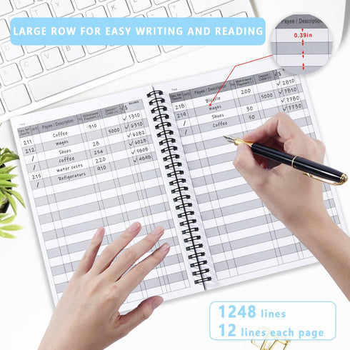 CASMONAL A5 Big Checkbook Register, Check Registers for Personal, Check Book Register & Debit Card Transaction Notebook, Checking Account Register, Business Ledger, Cash Log & Expense Tracker 1 Pack by CASMONAL
