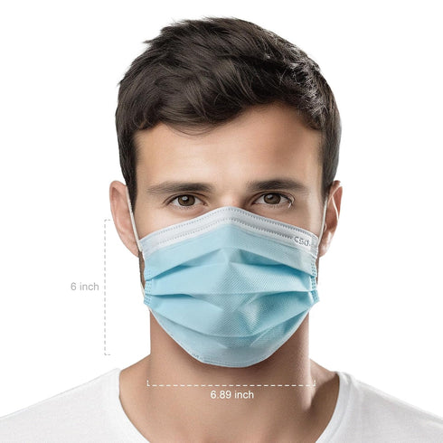 50 1 3 CSD Colo Pcs ASTM Level Disposable Face Masks, Ply Adult Mask with Elastic Ear Loop, Nose Bridge Clip