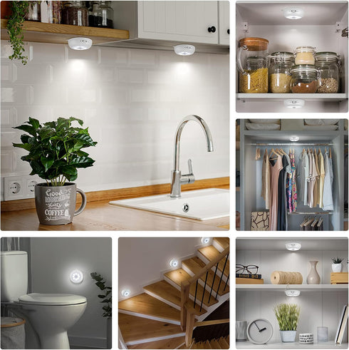 Dimmable (6 Pack) Reoshine Motion Sensor Light Indoor, Under Cabinet Light, Ceiling Lights, AA Battery Operated Stick