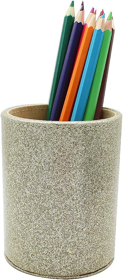 Glitter Bling Pen Holder Makeup Brush Holder PU Leather Multi-Functional Desk Organizer Pen Holder, Gift for Office Classroom Home, Gold by SIPLIV