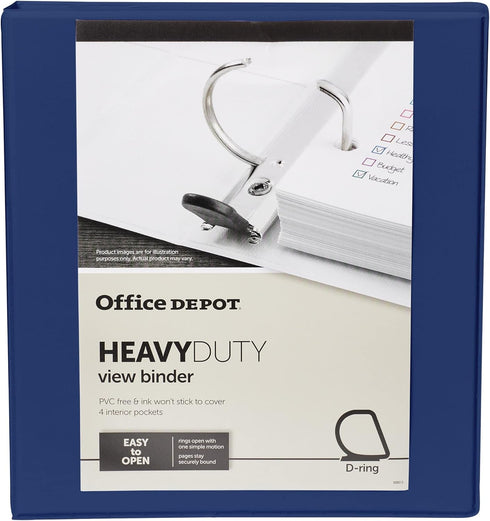 Heavy-Duty View Binders with EZ Comfort D-Ring, 1 Inch, Navy Blue Color