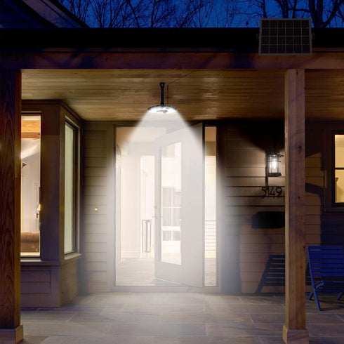 5 3000LM, INDARUN Solar Shed Light Indoor Outdoor, Solar Motion Lights with Modes, Up to Waterproof Pendant Barn Lights