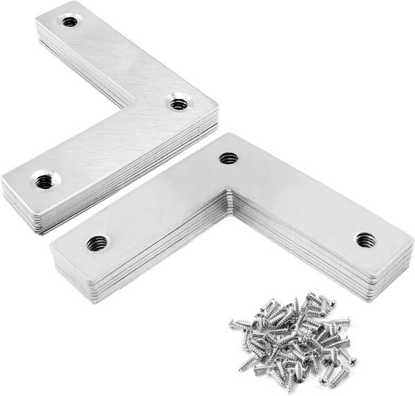 Jiozermi 12 Pcs Flat Corner Brace, L Type Shelf Bracket 2.4"x2.4", Heavy Duty