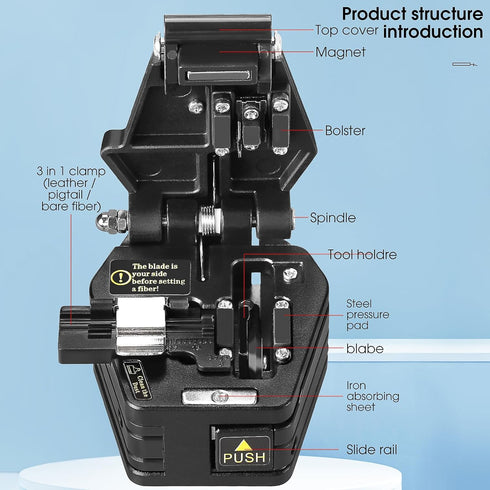 A-6C Optical Fiber Cleaver, High Precision Stripping Tool for Fiber Optic Cable Cutting, 16 Cutting Points