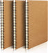 EUSOAR Spiral Notebook, B5 3 Pack, 7.3"x10.2", 120 Pages, Hardcover Kraft Lined College Ruled Notebooks