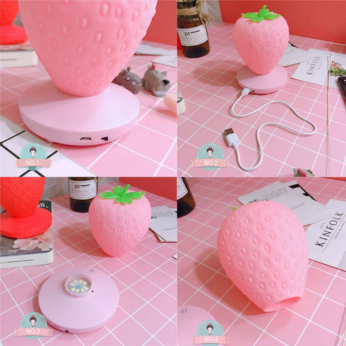 ANQIA Led Color Changing Cute Touch Strawberry Night Light Table Lamp for Bedroom, Dresser, Living Room, Kids Room