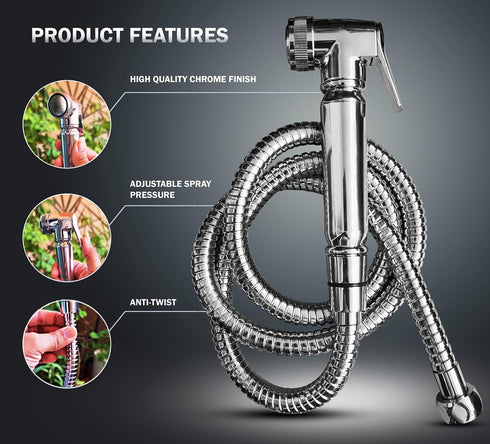aishini Set, 120cm Handheld Toilet Bidet Sprayer - Shattaf Jet Spray with Easy Installation, Muslim Shower for Feminine