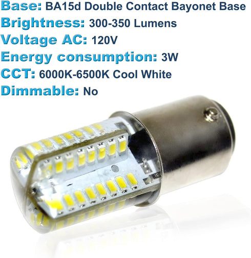 HQRP 110V LED Light Bulb Cool White, Compatible with Singer Sewing Machines 201, 221, 301, 401, and More
