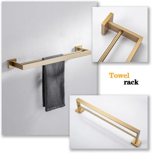 Generic Set (23) Hand Rails Bathroom Hardware Bathroom Accessories Black Towel Rail Bar Rack Gold Towel Bar Shelf Towel