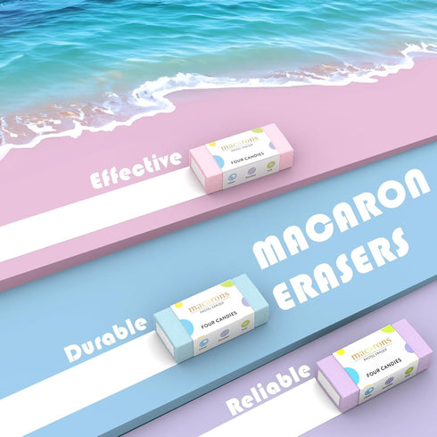 Four Candies Pastel Mechanical Pencil Set, 3PCS 0.5mm Pencils with 360PCS HB Lead Refills, 3PCS Erasers for Drawing