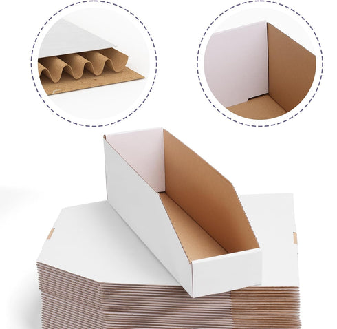 EXYGLO Cardboard Storage Bins 35 Pack, 15x4x4.5 Inch Cardboard Boxes, Corrugated Organizer Bins for Pantry, Shelves,