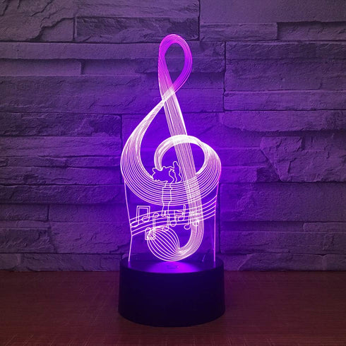 Warm Light 3D 7 Music Note Night Light, Colors Changing Optical Illusion Touch Table Desk Lamp, Perfect Gifts for Kids