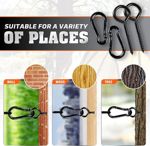 2PCS 5Inch Plated Screw Eyes Hook & 2PCS 8MM Snap Hooks for Securing Cable Wires, Hammock Stand, Indoor & Outdoor
