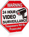 Anley 24 Hour Video Surveillance Sign - Trespassers Will Be Prosecuted Aluminum Warning Sign - UV Protected,
