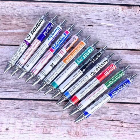 YJ PREMIUMS 12 PC Pharmacy Pens for Nurse & Pharmacist | Funny Drug Nursing Week Gifts for Women, Vaccine Syringe